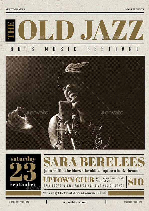 old newspaper jazz flyer by guuver graphicriver the flyer newspaper